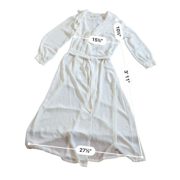 90’ Vintage Victoria's Secret Night Robe Sheer Chiffon  Lace V-neck & Cuff  Size - Picture 7 of 9